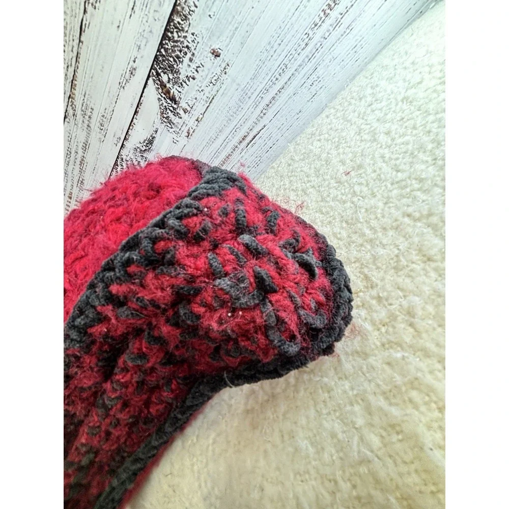 Handmade Crochet Purse Lined Red Black Fuzzy Whimsigoth Fairy Grunge Witchy